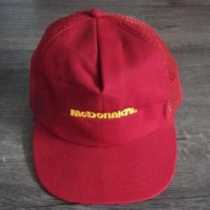 Vintage McDonald's Red Cap with Yellow Logo